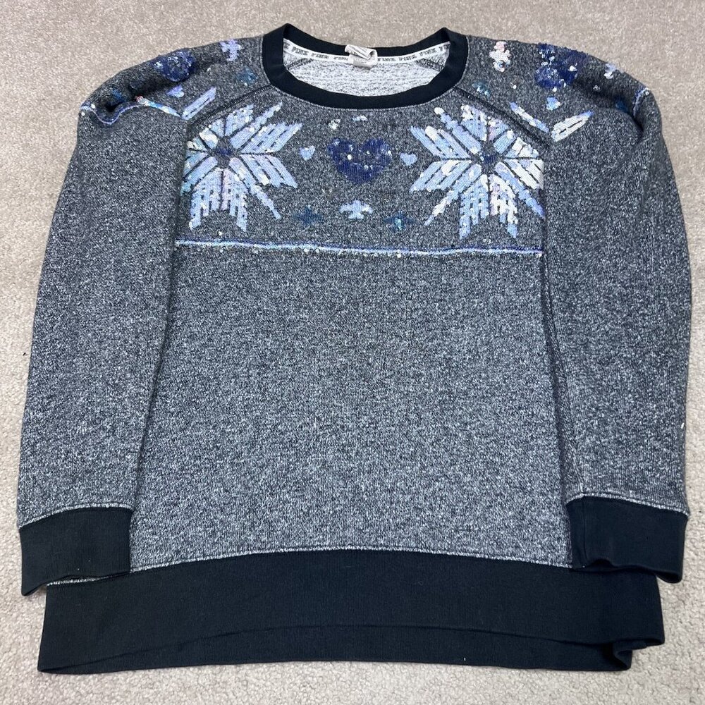 Victoria’s Secret PINK Sweatshirt Sequin Women’s Gray Long Sleeve Pullover XS - Picture 8 of 10